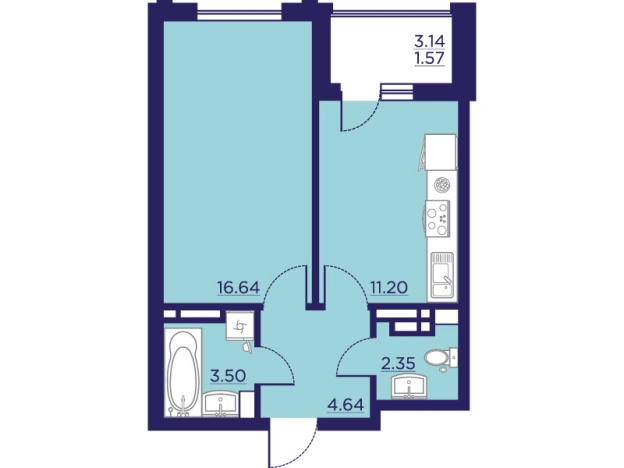 Купить однокомнатную квартиру в ЖК Городские Сады в Воронеже. Вариант № 103209, 0, площадь -  квм, цена 6475770 рублей