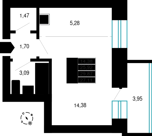Купить Студию в ЖК Мечтатели, д. 8 в Чите. Вариант № 161654, 0, площадь -  квм, цена 5617812 рублей