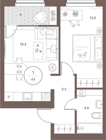 Купить однокомнатную квартиру в новостройках в районе Октябрьский в Пензенской области. Вариант № 4006998, 0, площадь -  квм, цена 4350000 рублей