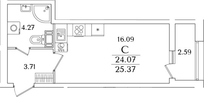 Купить Студию у метро Лесная в Санкт-Петербурге. Вариант № 6242516, 0, площадь -  квм, цена 8528817 рублей