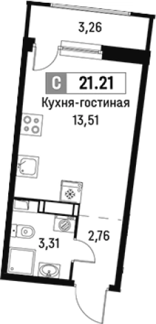Купить Студию у метро Девяткино в Мурине. Вариант № 6212780, 0, площадь -  квм, цена 3892366 рублей