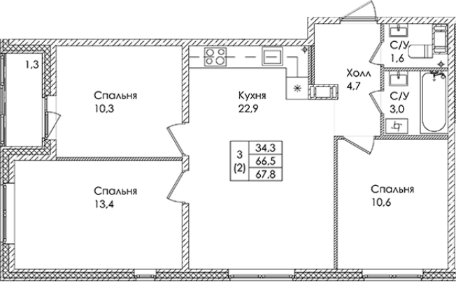 Купить трехкомнатную квартиру у метро Рыбацкое в Ленинградской области. Вариант № 6610072, 0, площадь -  квм, цена 13605000 рублей