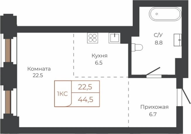 Купить Студию в Барнауле. Вариант № 6841134, 0, площадь -  квм, цена 11719988 рублей