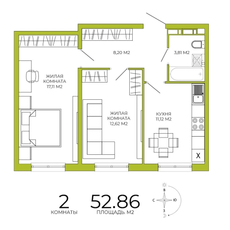 Купить двухкомнатную квартиру на улице Побочинская в Пензе. Вариант № 115171, 0, площадь -  квм, цена 5074560 рублей