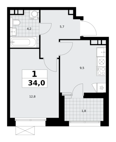 Купить однокомнатную квартиру в новостройках у метро Бунинская аллея в Москве. Вариант № 836515, 0, площадь -  квм, цена 13819980 рублей