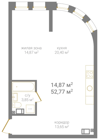 . Вариант № 94299, 0, площадь - 52.77 квм, цена 16622550 рублей