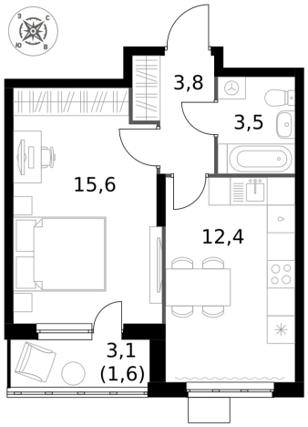 Купить квартиру в ЖК 1-й Донской в Московской области. Вариант № 9953628, 0, площадь - квм, цена 10361520 рублей