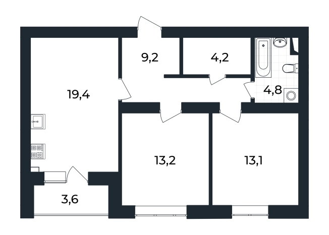 Купить квартиру в новостройках в Коврове. Вариант № 3420325, 0, площадь -  квм, цена 10633750 рублей