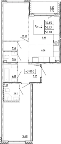 Купить трехкомнатную квартиру в ЖК ЛесART в Ленинградской области. Вариант № 6855179, 0, площадь -  квм, цена 11817288 рублей