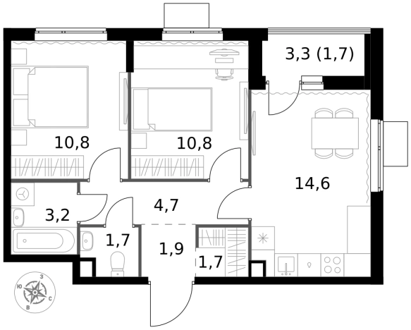 Купить двухкомнатную квартиру у метро Щелковская в Москве. Вариант № 10242958, 0, площадь -  квм, цена 19372010 рублей