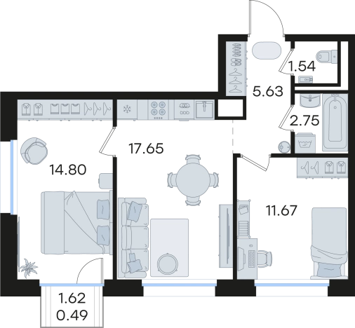 Купить двухкомнатную квартиру в ЖК GloraX Premium Гребной Канал в Нижнем Новгороде. Вариант № 9337166, 0, площадь -  квм, цена 14391890 рублей