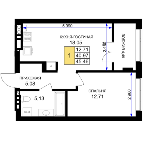 Купить квартиру в новостройках на улице Горького в Калининграде. Вариант № 103564, 0, площадь -  квм, цена 5227900 рублей