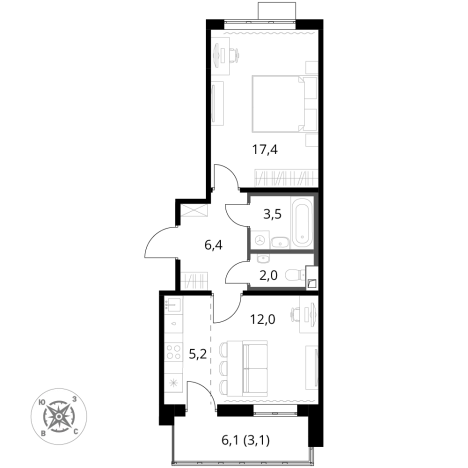 Купить двухкомнатную квартиру в ЖК 1-й Шереметьевский в Химках. Вариант № 9825520, 0, площадь -  квм, цена 18104380 рублей