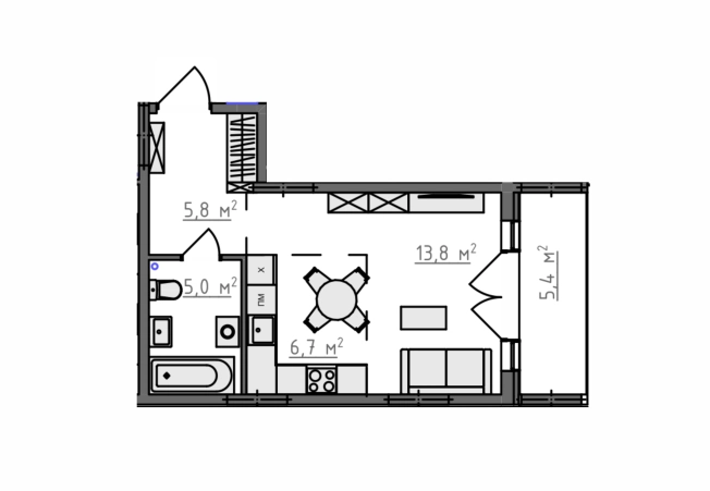 Купить Студию в Владимирской области. Вариант № 130607, 2, площадь -  квм, цена 3604000 рублей