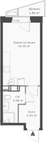 Купить Студию на улице Ларина в Сертолове. Вариант № 6057572, 0, площадь -  квм, цена 4284629 рублей