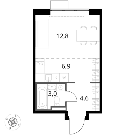 . Вариант № 9905566, 0, площадь - 27.3 квм, цена 8714160 рублей