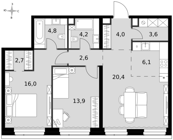 Купить квартиру в новостройках у метро Беговая в Москве. Вариант № 9465586, 0, площадь -  квм, цена 60596370 рублей