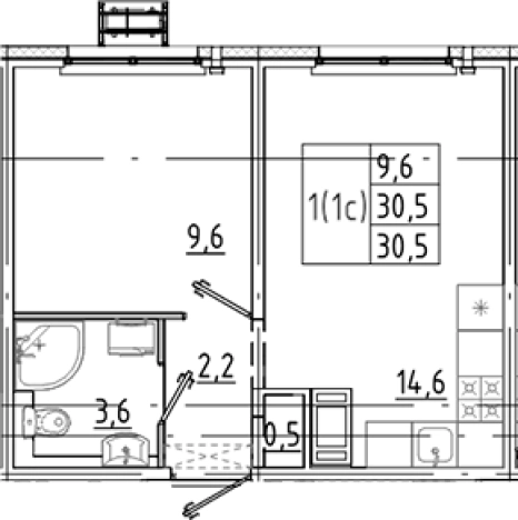 . Вариант № 8085687, 0, площадь - 30.5 квм, цена 5415946 рублей