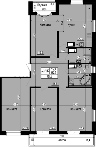 Купить пятикомнатную квартиру в Санкт-Петербурге. Вариант № 77485, 0, площадь -  квм, цена 24633373 рублей