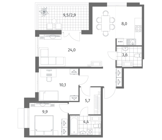 Купить многокомнатную квартиру в новостройках в ЖК Парусная 1 в Санкт-Петербурге. Вариант № 7265990, 0, площадь -  квм, цена 30130000 рублей