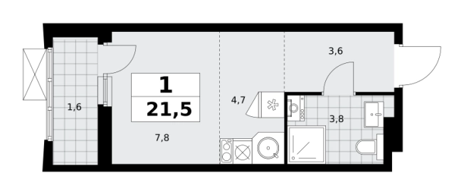. Вариант № 3353886, 0, площадь - 21.5 квм, цена 10596490 рублей