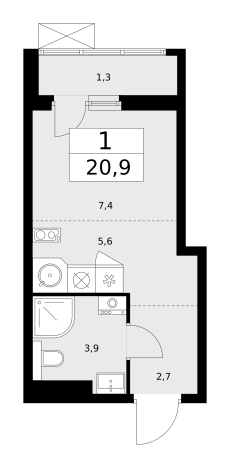 Купить однокомнатную квартиру в ЖК Бунинские кварталы в Москве. Вариант № 489872, 0, площадь -  квм, цена 9999605 рублей