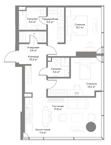 Купить квартиру в районе Беговой в Москве. Вариант № 10230363, 0, площадь -  квм, цена 72889200 рублей