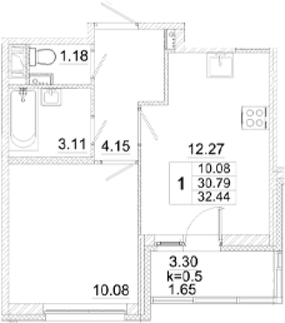 Купить однокомнатную квартиру в новостройках у метро Купчино в Санкт-Петербурге. Вариант № 8999310, 0, площадь -  квм, цена 6277140 рублей
