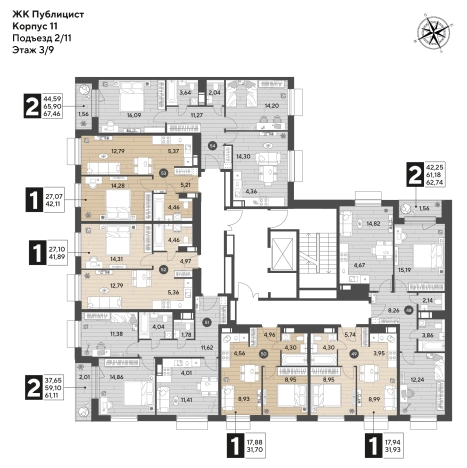 Купить квартиру в ЖК Публицист в Пушкине. Вариант № 9133088, 1, площадь -  квм, цена 13722983 рублей
