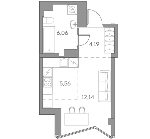 . Вариант № 842053, 0, площадь - 27.95 квм, цена 14827018 рублей