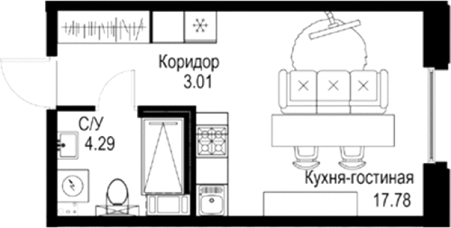 Купить Студию в районе Петроградский в Санкт-Петербурге. Вариант № 4829483, 0, площадь -  квм, цена 17556000 рублей
