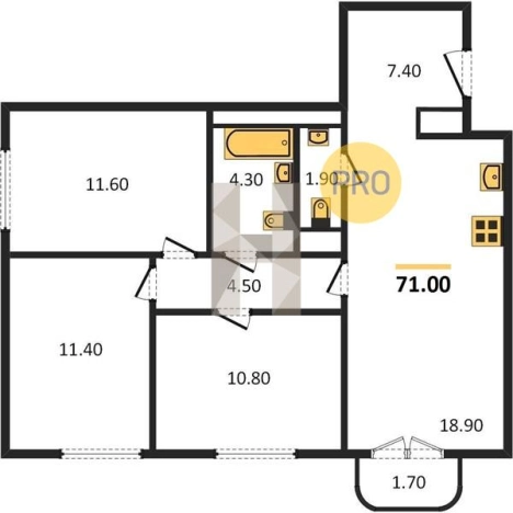 Купить трехкомнатную квартиру в районе Центральный жилой в Ижевске. Вариант № 61443, 0, площадь -  квм, цена 6178900 рублей