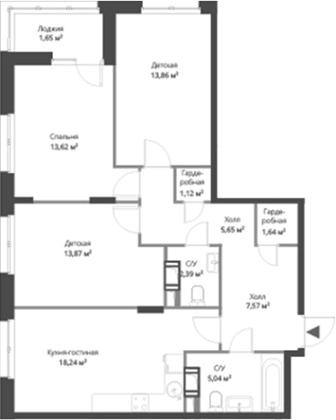 . Вариант № 6057346, 0, площадь - 83 квм, цена 19239235 рублей