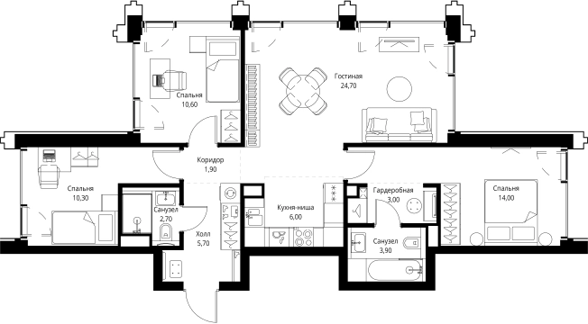 Купить трехкомнатную квартиру в новостройках в ЖК SET в Москве. Вариант № 10350131, 0, площадь -  квм, цена 51336000 рублей