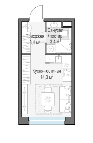 Купить Студию в ЖК Белый Grad в Мытищах. Вариант № 167496, 0, площадь - квм, цена 5720000 рублей