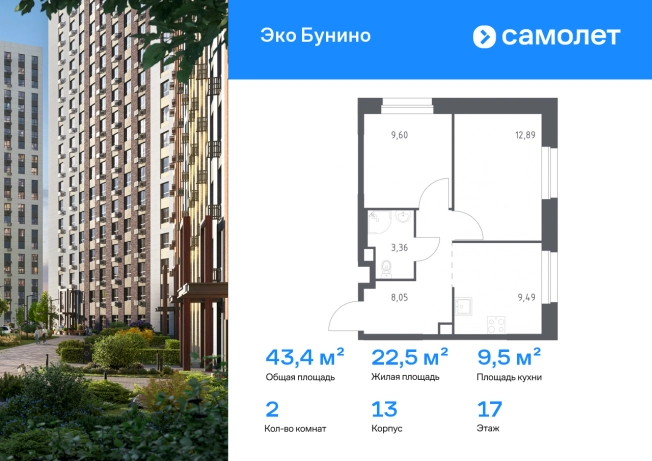 Купить двухкомнатную квартиру в новостройках у метро Новомосковская в Москве. Вариант № 2673447, 0, площадь -  квм, цена 12342512 рублей