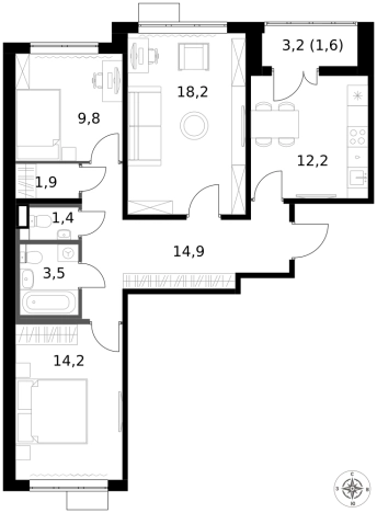 Купить трехкомнатную квартиру в новостройках у метро Площадь Революции в Москве. Вариант № 9653741, 0, площадь - квм, цена 25236960 рублей