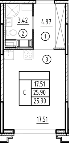 Купить Студию у метро Горный институт в Санкт-Петербурге. Вариант № 8996564, 0, площадь -  квм, цена 11015270 рублей