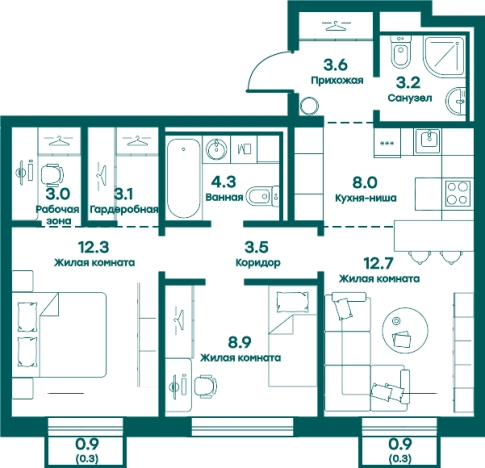 Купить трехкомнатную квартиру в Одинцове. Вариант № 144835, 0, площадь -  квм, цена 12460660 рублей