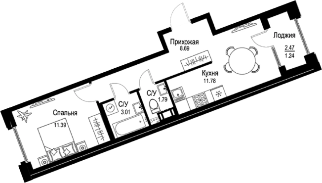 . Вариант № 4829443, 0, площадь - 36.66 квм, цена 20845000 рублей