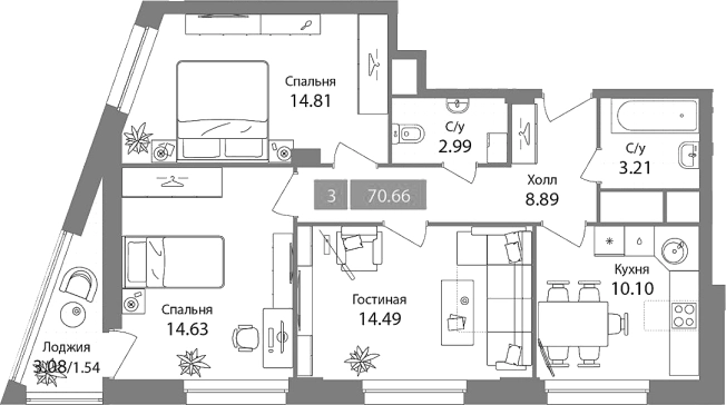 Купить трехкомнатную квартиру в ЖК Планерный квартал в Химках. Вариант № 86722, 0, площадь -  квм, цена 21744899 рублей