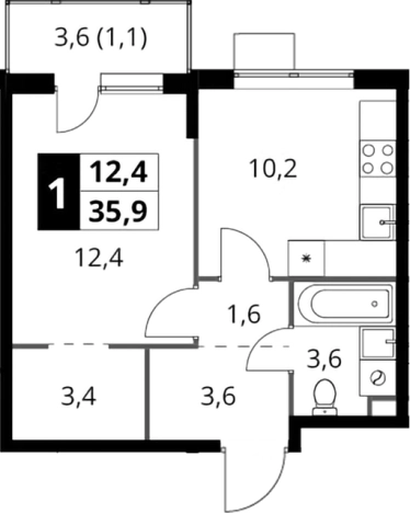 Купить однокомнатную квартиру на улице Юбилейный проспект в Химках. Вариант № 9822001, 0, площадь -  квм, цена 10899240 рублей