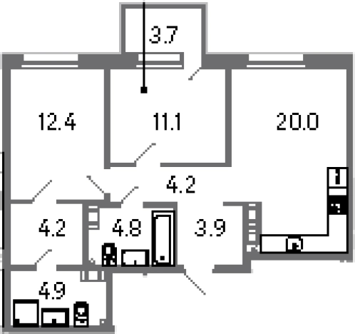 Купить трехкомнатную квартиру в новостройках в ЖК Куинджи в Санкт-Петербурге. Вариант № 6831257, 0, площадь -  квм, цена 23881556 рублей