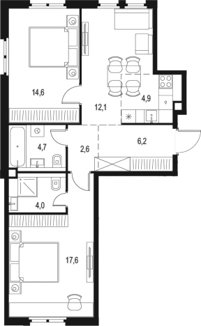 Купить трехкомнатную квартиру в ЖК Level Нижегородская в Москве. Вариант № 3577803, 0, площадь -  квм, цена 20260596 рублей