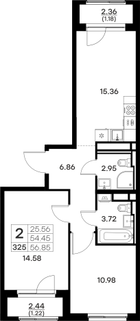 . Вариант № 134083, 0, площадь - 56.85 квм, цена 9141175.0000 рублей