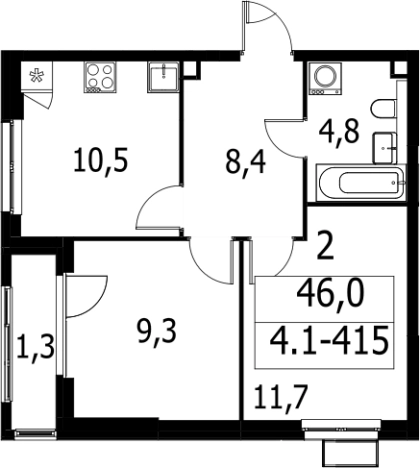 Купить двухкомнатную квартиру в новостройках у метро Улица Горчакова в Москве. Вариант № 116730, 0, площадь -  квм, цена 13491532 рублей