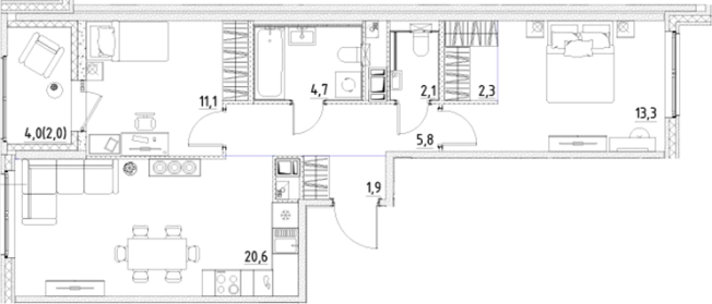 Купить трехкомнатную квартиру в ЖК Янила Forest в Ленинградской области. Вариант № 7838368, 0, площадь -  квм, цена 10042120 рублей