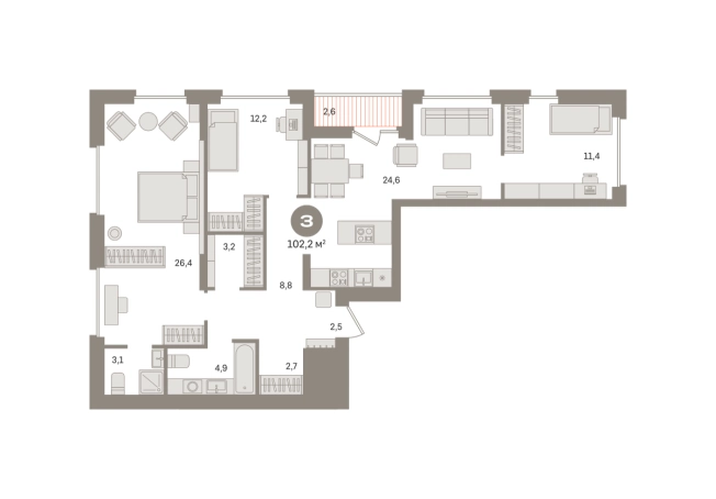 Купить трехкомнатную квартиру у метро Домодедовская в Московской области. Вариант № 8615444, 0, площадь -  квм, цена 17430000 рублей