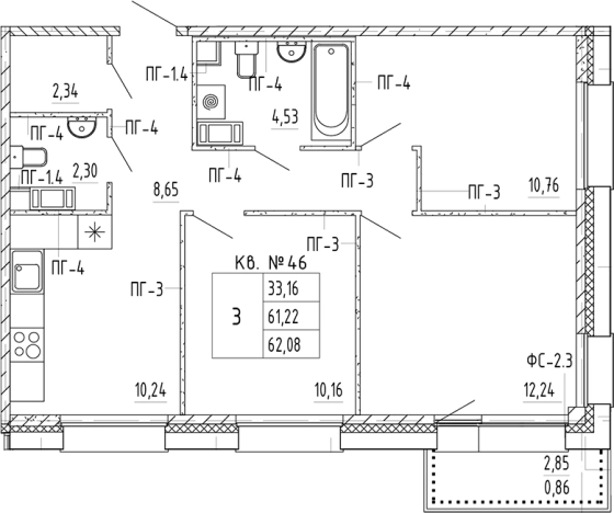 Купить квартиру в новостройках в ЖК PlUS Пулковский в Санкт-Петербурге. Вариант № 5586162, 0, площадь - квм, цена 14458432 рублей