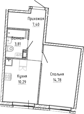 Купить однокомнатную квартиру в новостройках в ЖК Аквилон RIVA в Мурине. Вариант № 8928177, 0, площадь -  квм, цена 6374460 рублей